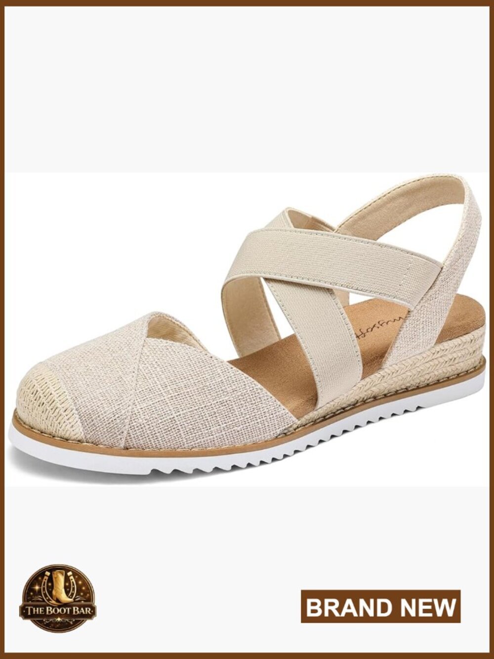 Wedge Sandals Low Heel Comfortable Closed Toe Espadrilles Slip-on Elastic Ankle